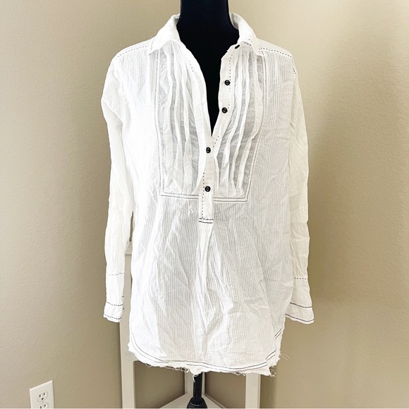 Free People Black Tie Tux Blouse | Small - Picture 7 of 14